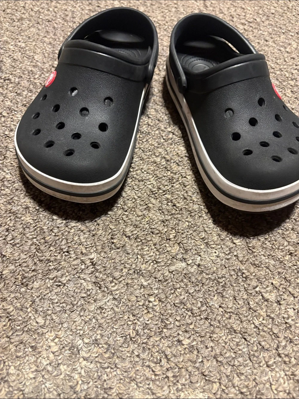 CROCS Kids Black Slip-On Clogs with White Trim